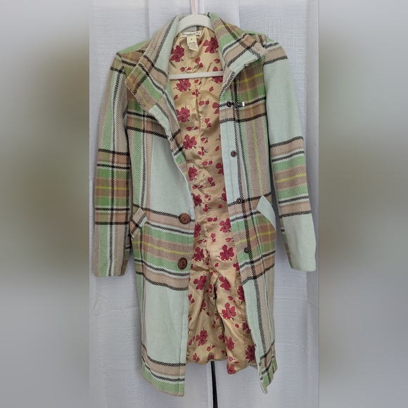 Abercrombie & Fitch Plaid Coat - Green and Brown - Picture 2 of 4